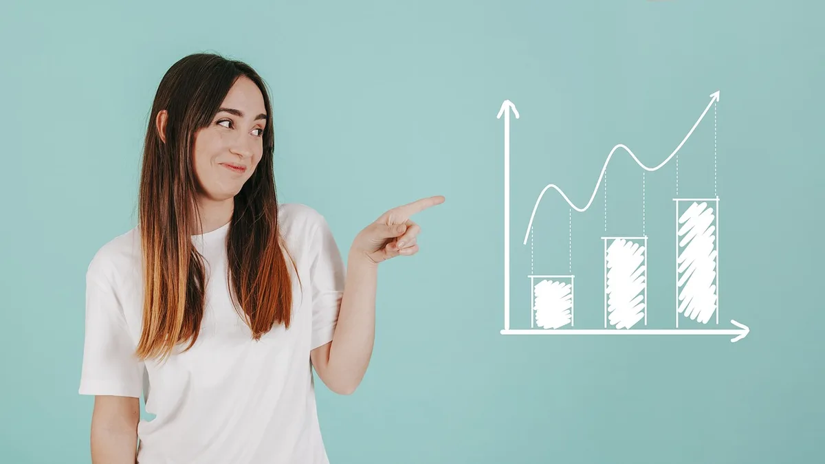 Rising bar chart showing financial growth and stability