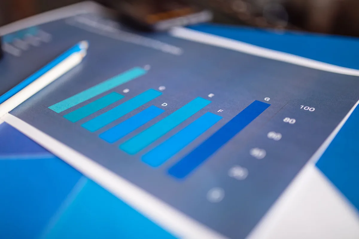 Rising bar chart showing financial data and economic trends