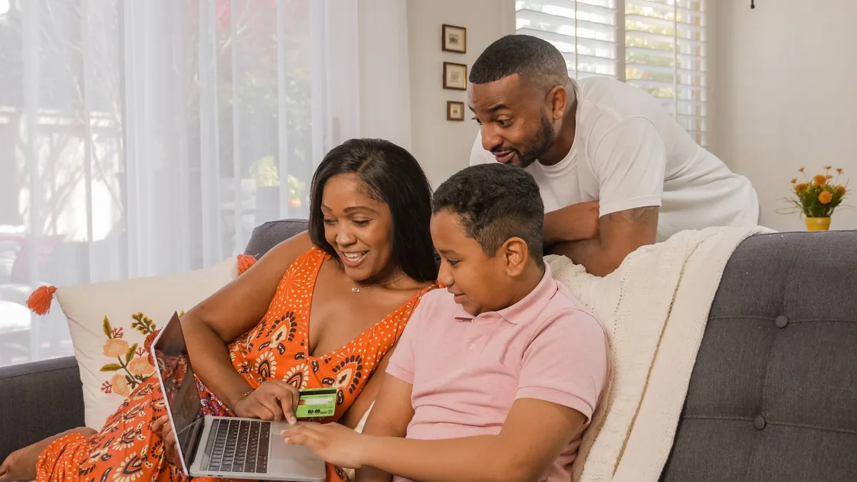 Family together discussing financial planning