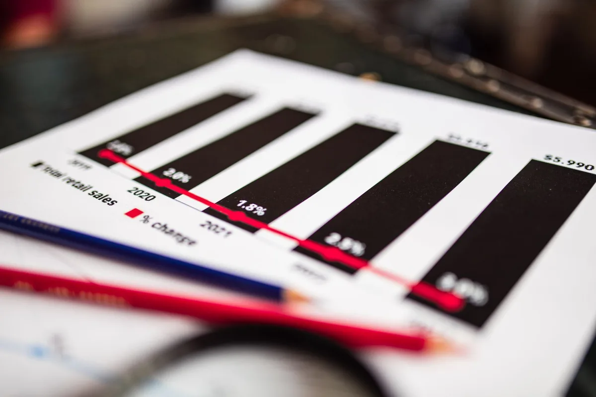 Rising bar chart showing upward trend in financial data