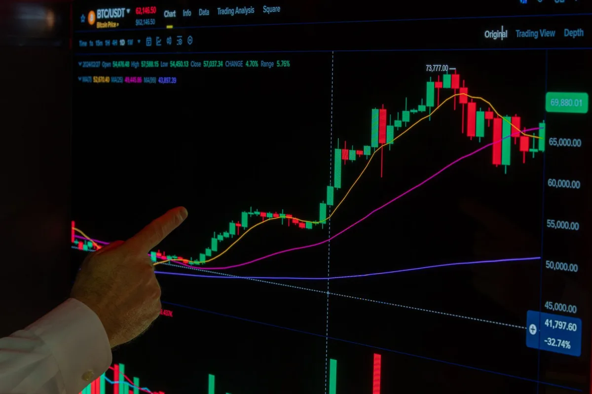 Rising bar chart showing financial data trends